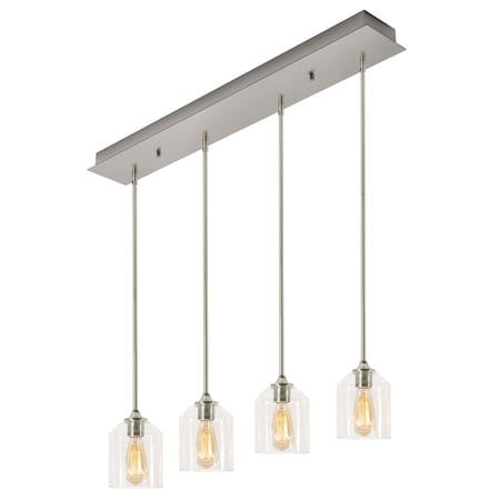 Afx William 4 Light Linear Pendant, Medium Base 120V, Satin Nickel WMMP06MBSNLNR4